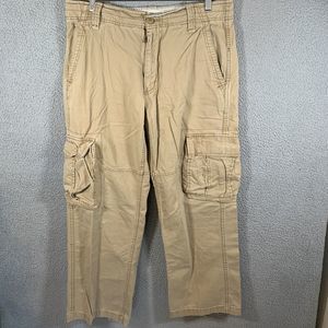 Aeropostale Pants Mens 33x31 Beige Cargo Straight‎ Leg Baggy Y2K